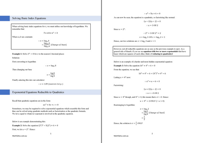 Exponentials and Logarithms Workbooks Set