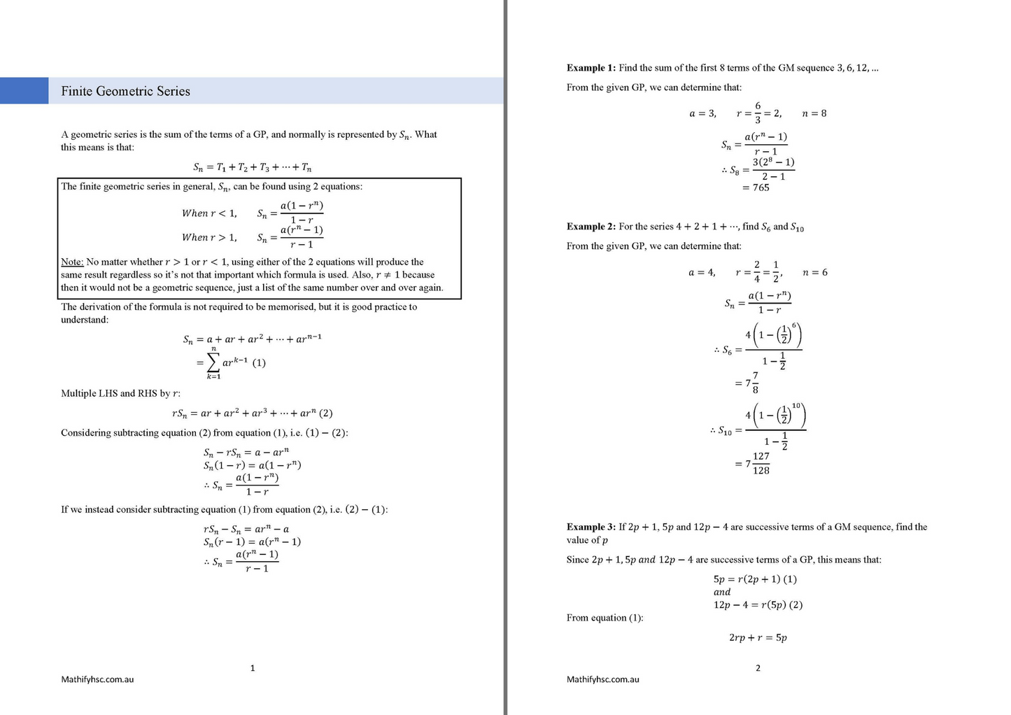 Sequences and Series Workbooks Set