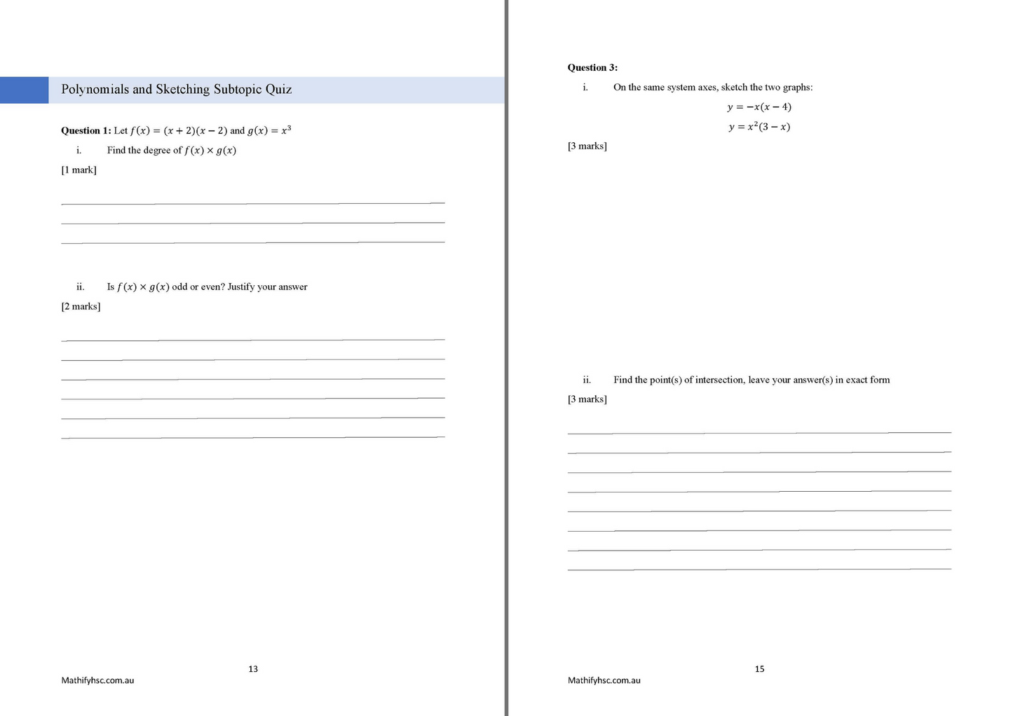 Year 11 Functions Workbooks Set