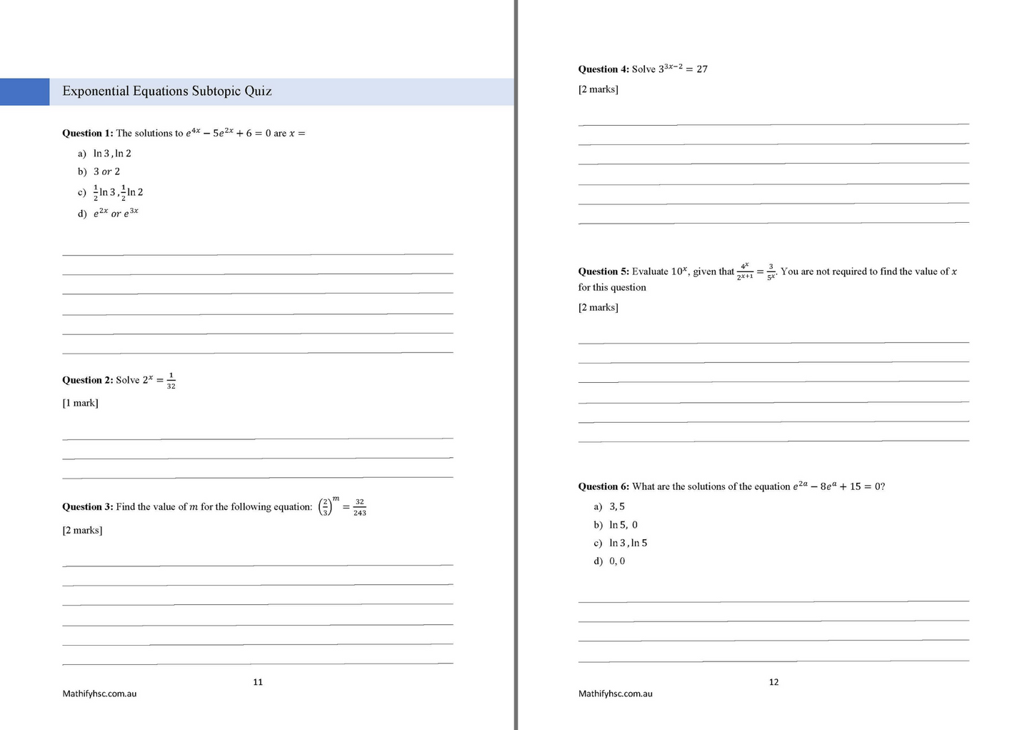 Exponentials and Logarithms Workbooks Set